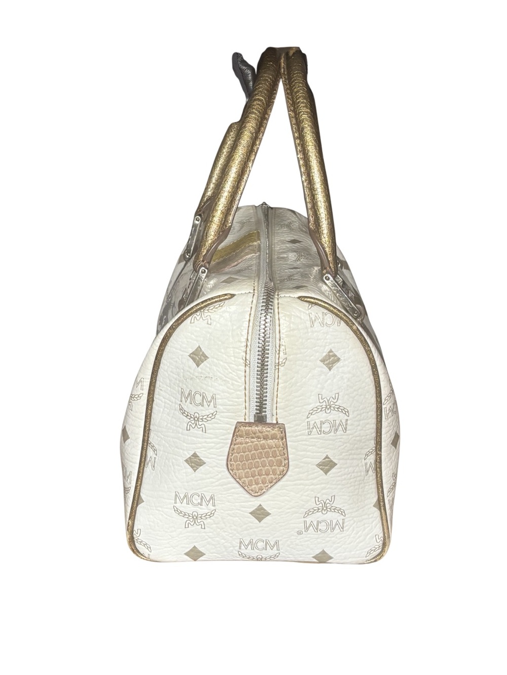 MCM Visetos Leather-Trimmed Boston Bag - Picture 4 of 9